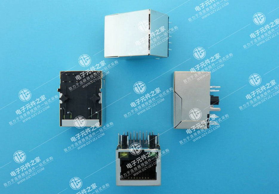 RJ45 90°DIP带灯带滤器1000BASE