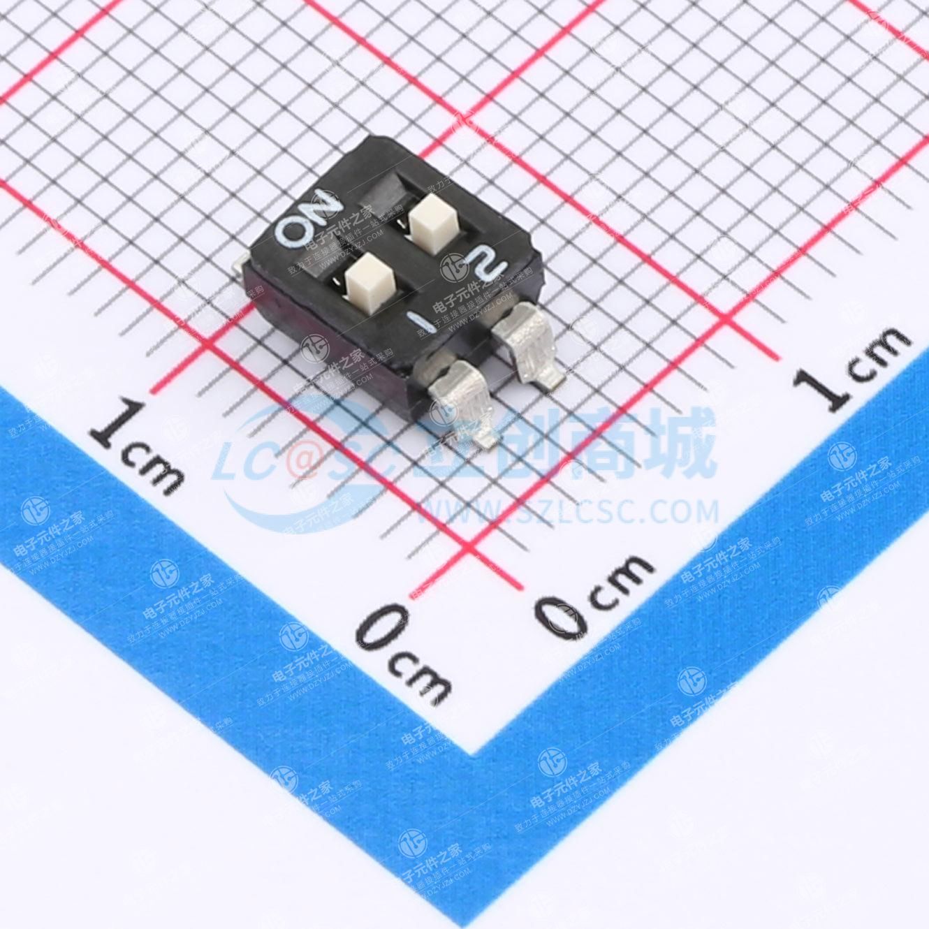 2.54mm间距 2P两态贴片拨码开关
