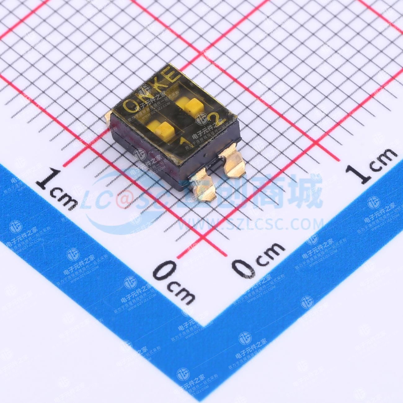 2.54mm 2位贴片平柄贴膜拨码开关