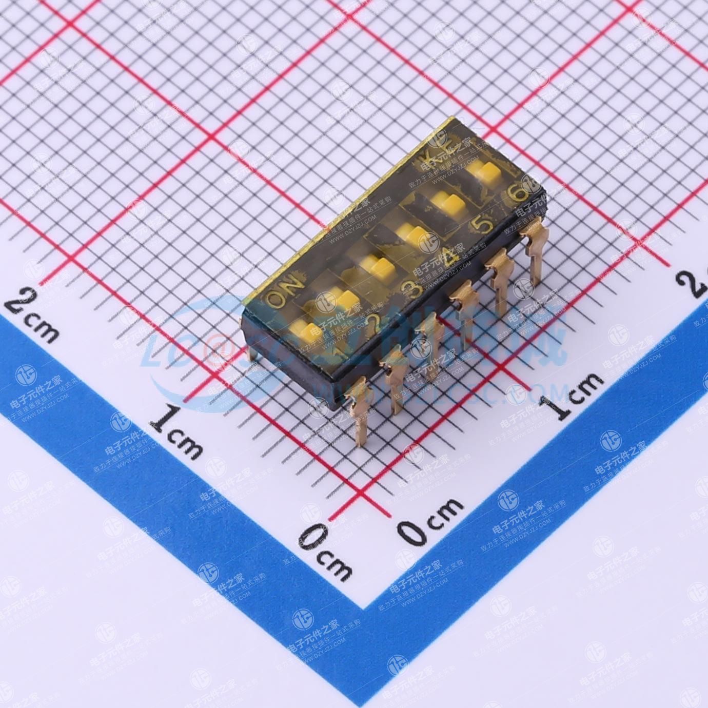 2.54mm 6位插件平柄贴膜拨码开关