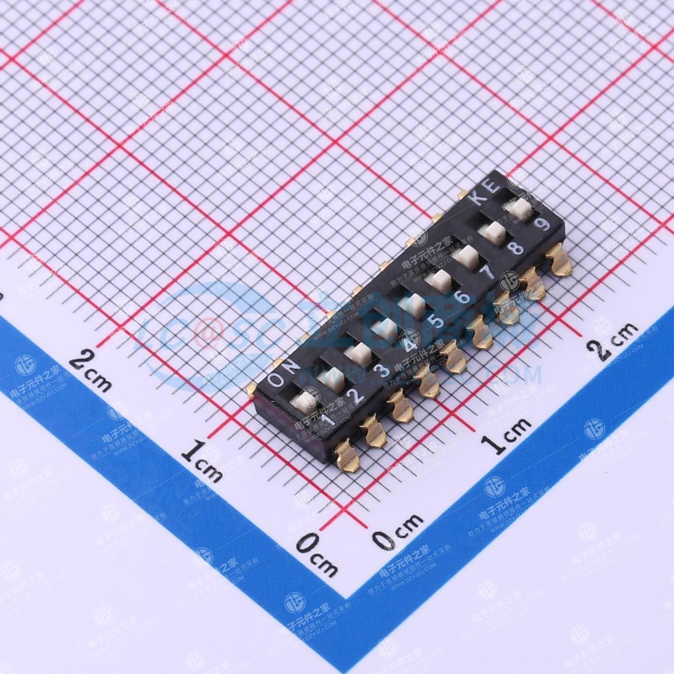 2.54mm 9位贴片高柄拨码开关卷装