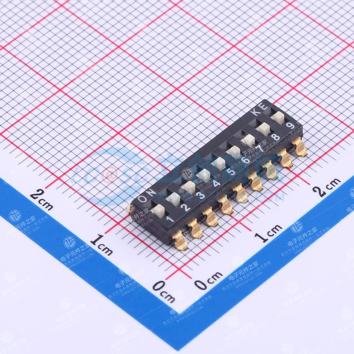 2.54mm 9位贴片高柄拨码开关