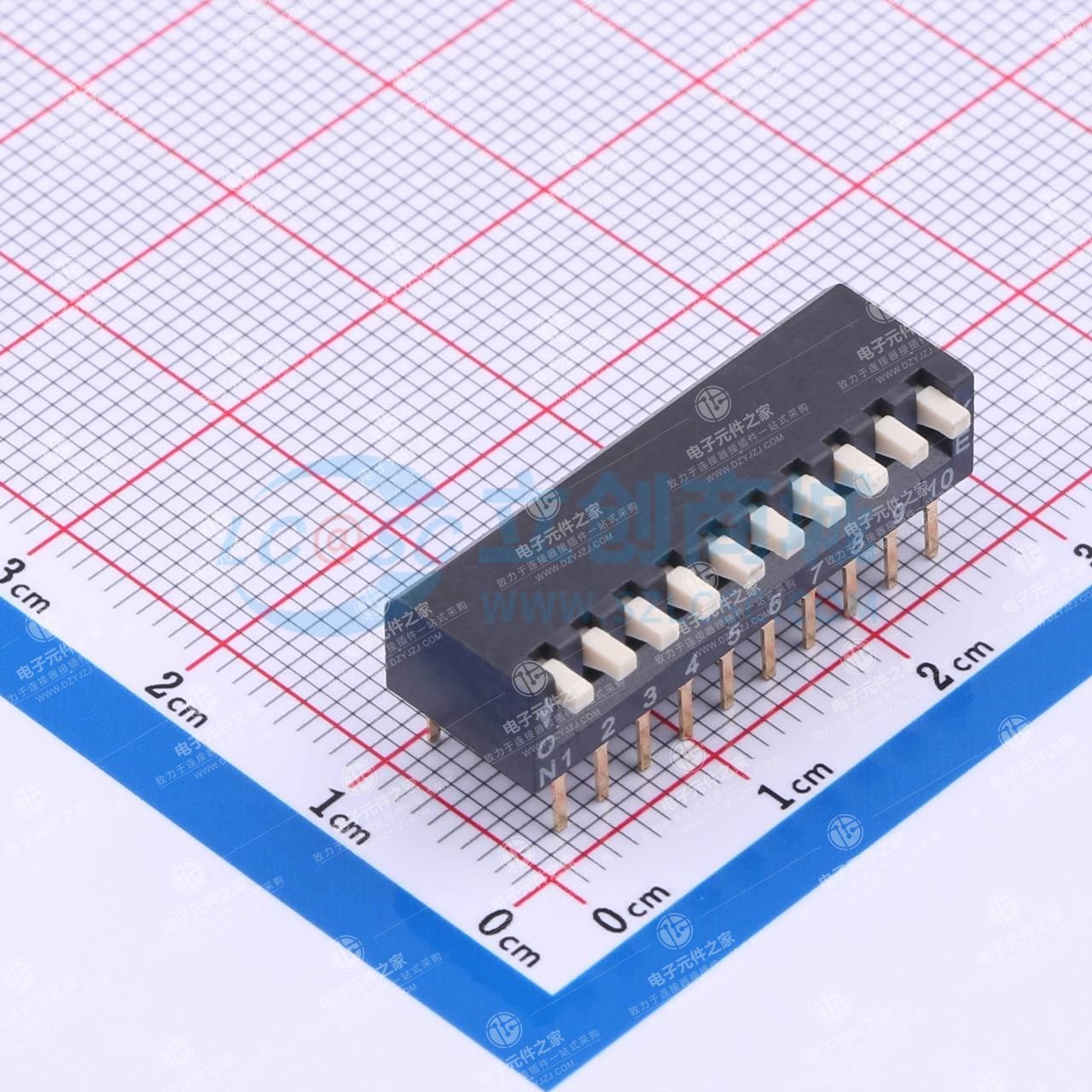 2.54mm 12位插件琴键式拨码开关