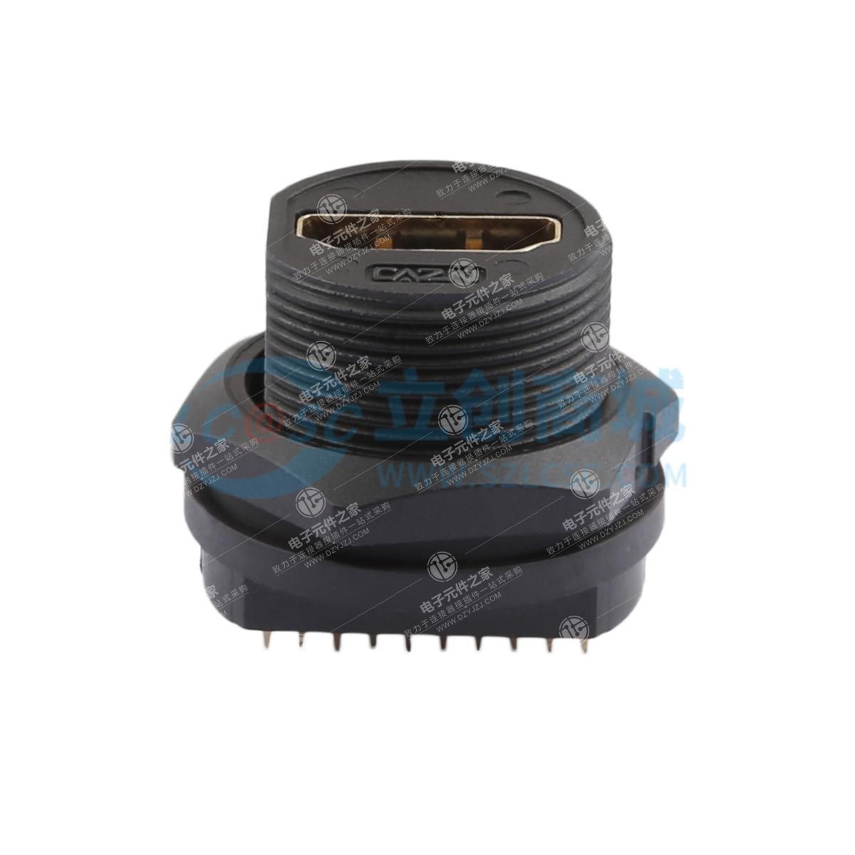 塑胶防水HDMI母板后PCB螺纹式插座，板后安装，适用于HDMI2K、HDMI4K、HDMI8K