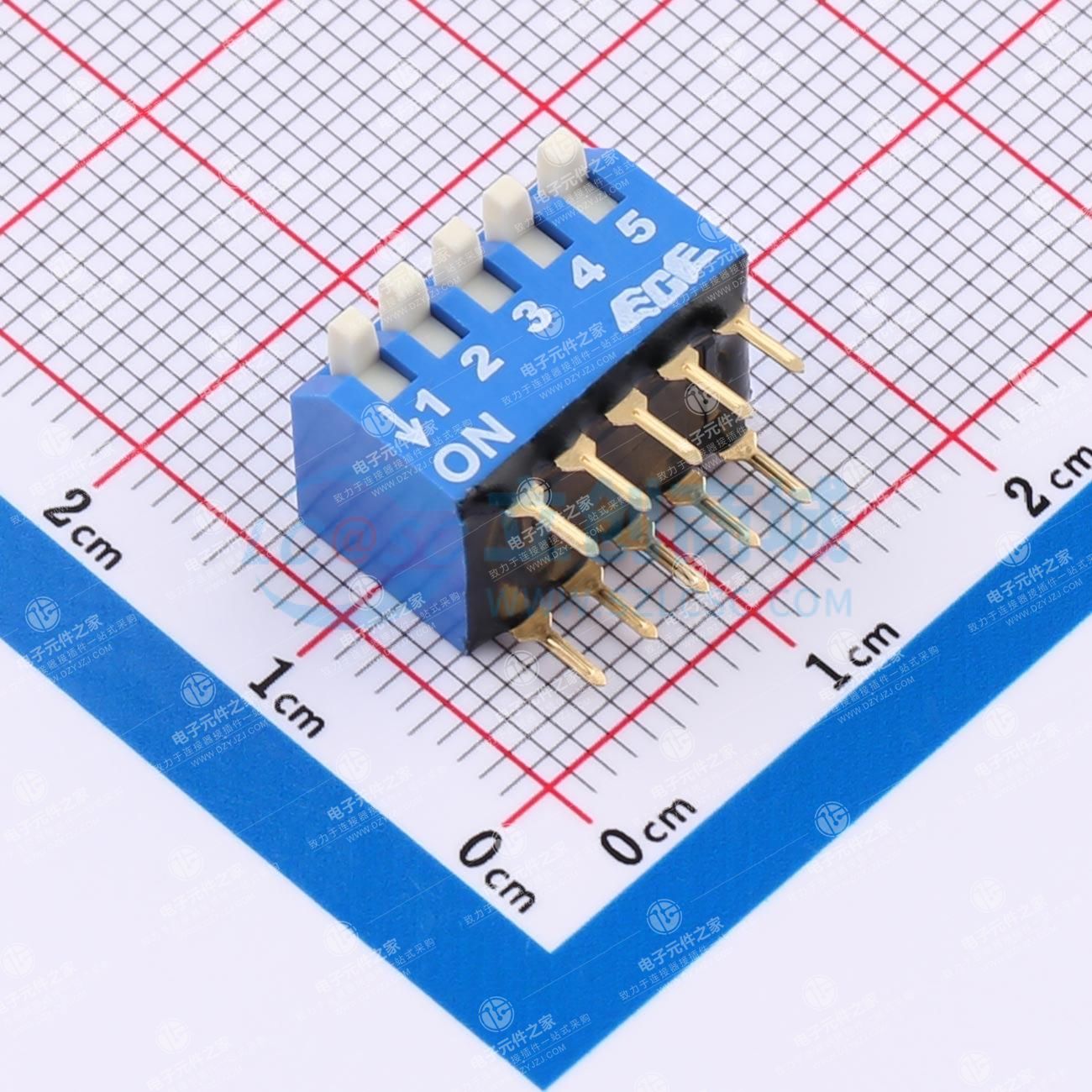 直插拨码开关 间距2.54mm 5PIN/位 侧拨长杆