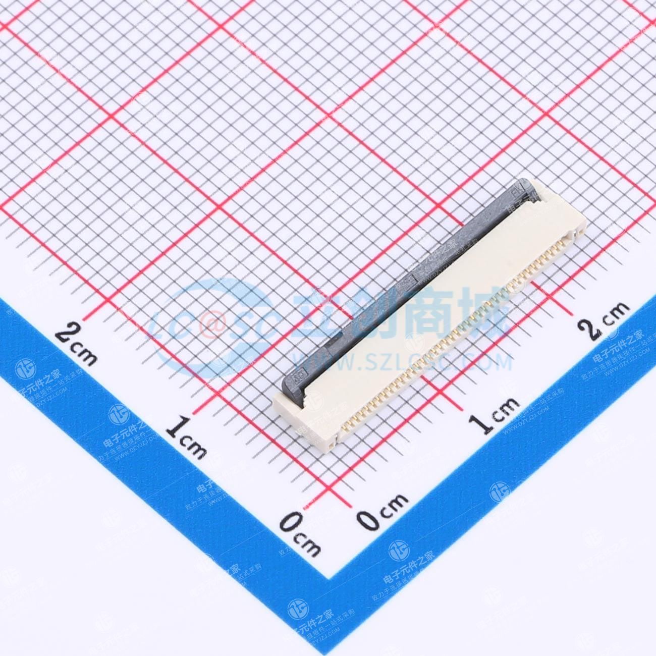 翻盖式(前插后翻) 双侧触点/上下接 P数:40P 间距:0.5mm