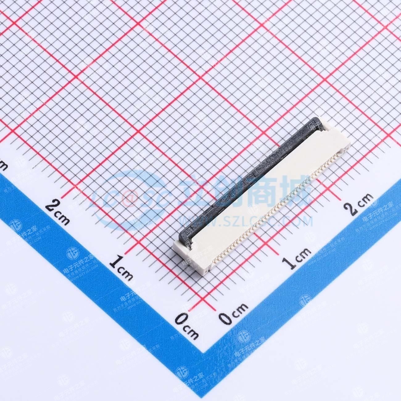 翻盖式(前插后翻) 双侧触点/上下接 P数:40P 间距:0.5mm