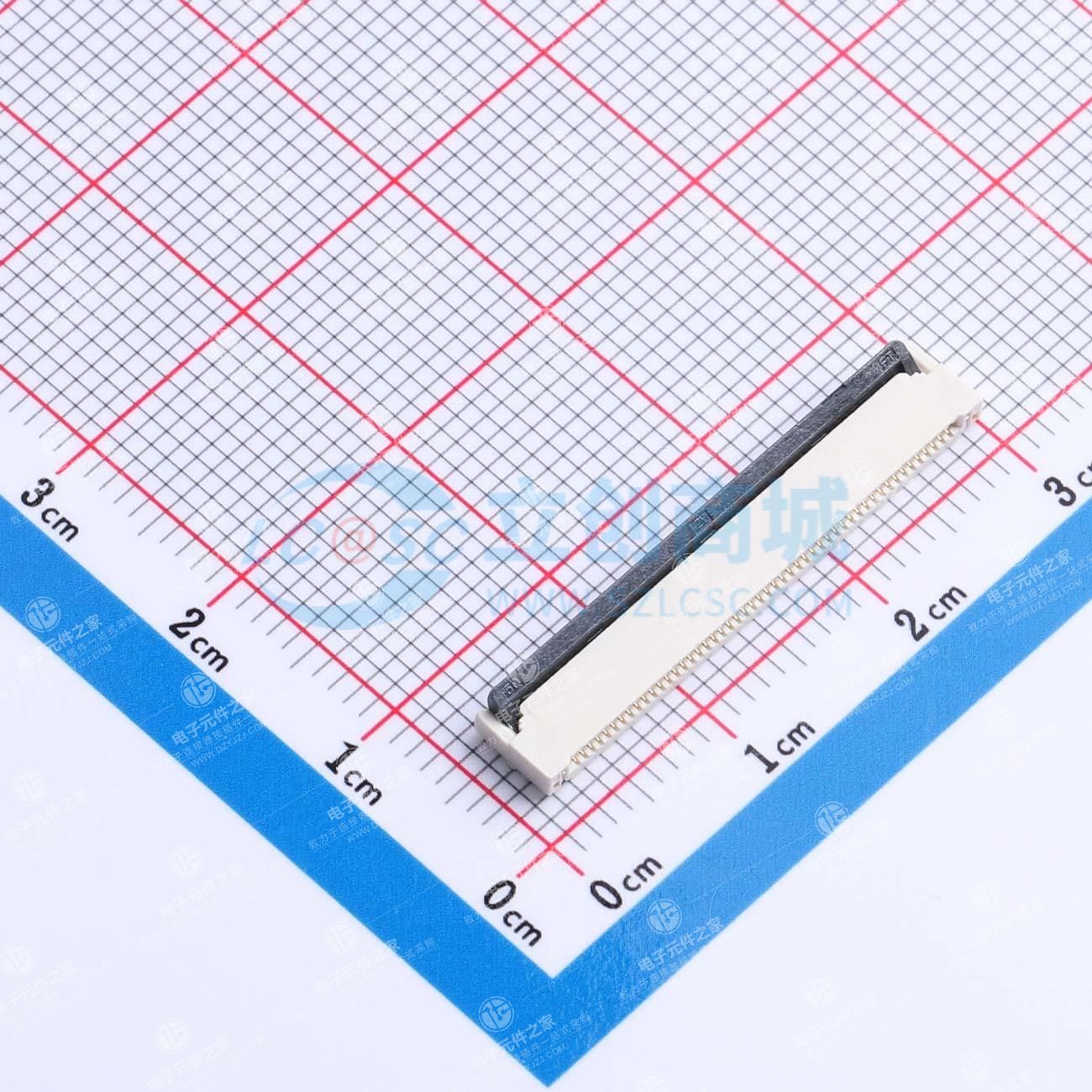 翻盖式(前插后翻) 双侧触点/上下接 P数:50P 间距:0.5mm