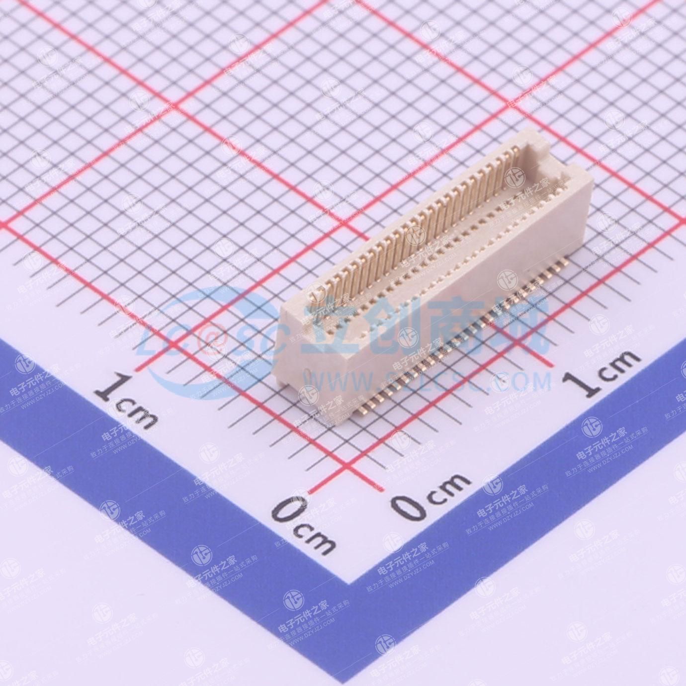 PIN:50P 间距:0.5mm 立贴