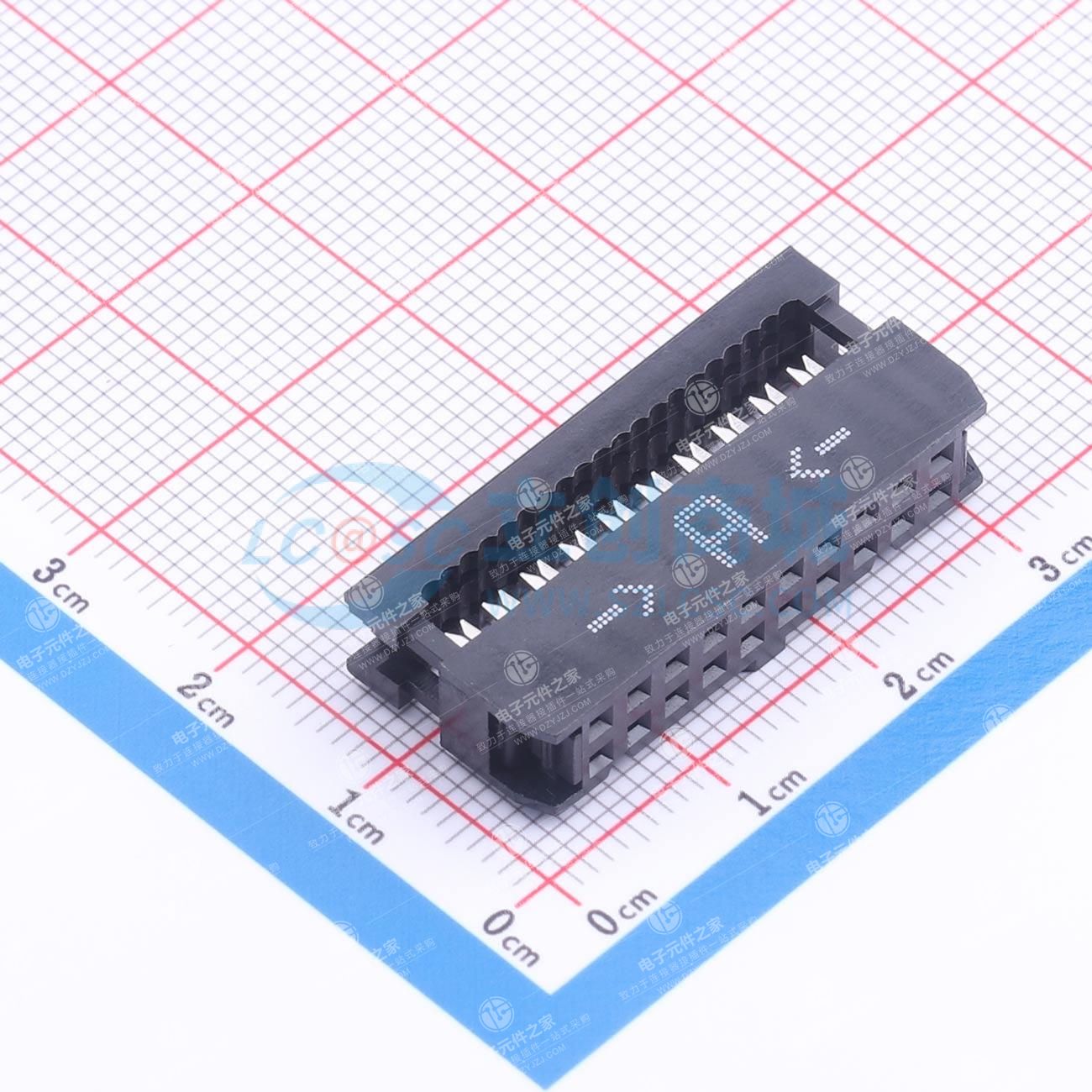 2.54mm IDC 双面接触 20P黑胶 三件式带凸