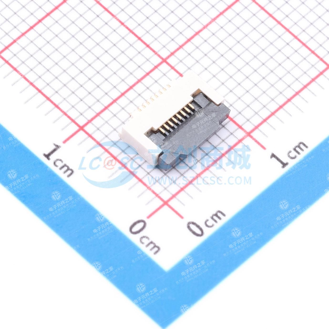 间距:0.5mm P数:8P 翻盖式 下接