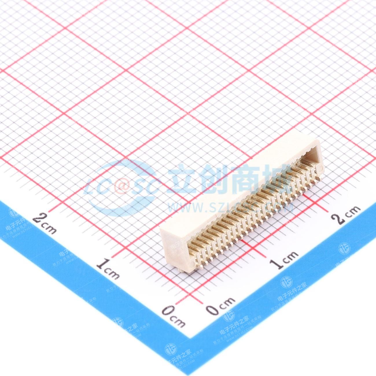PIN:50P 间距:0.8mm 卧贴