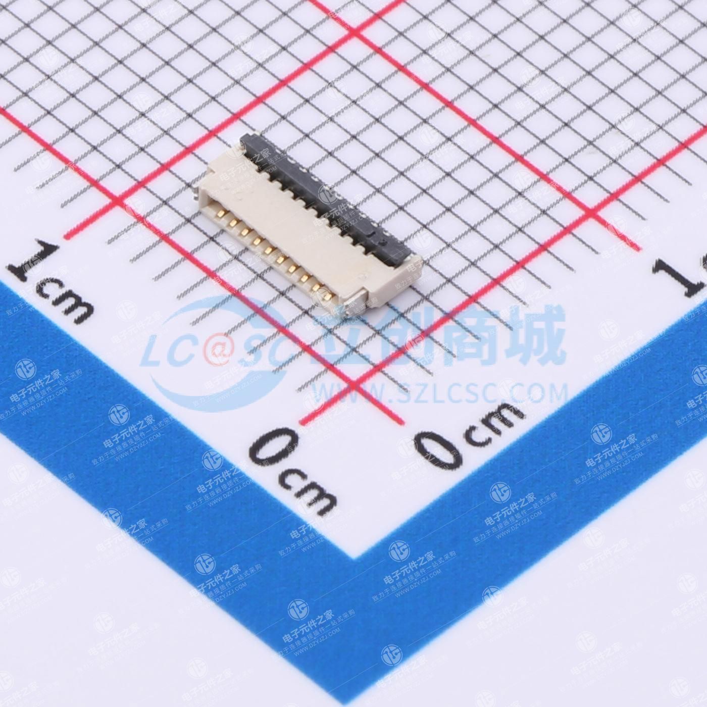 翻盖式(前插后翻) 双侧触点/上下接 P数:10P 间距:0.5mm