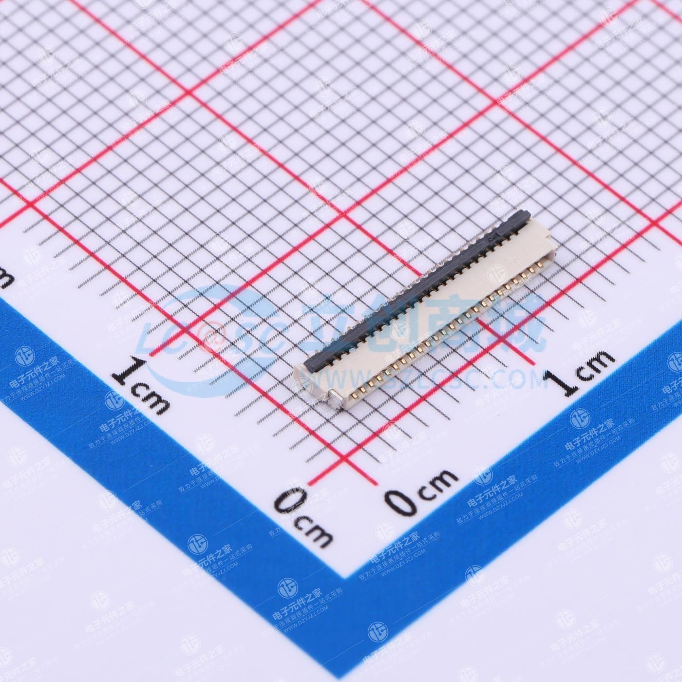 点击查看大图 翻盖式(前插后翻) 双侧触点/上下接 P数:24P 间距:0.5mm