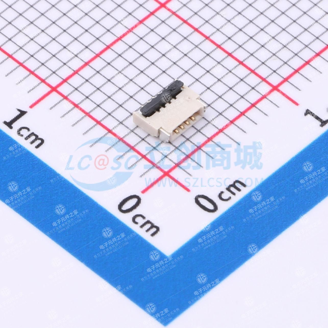 翻盖式(前插后翻) 双侧触点/上下接 P数:4P 间距:0.5mm