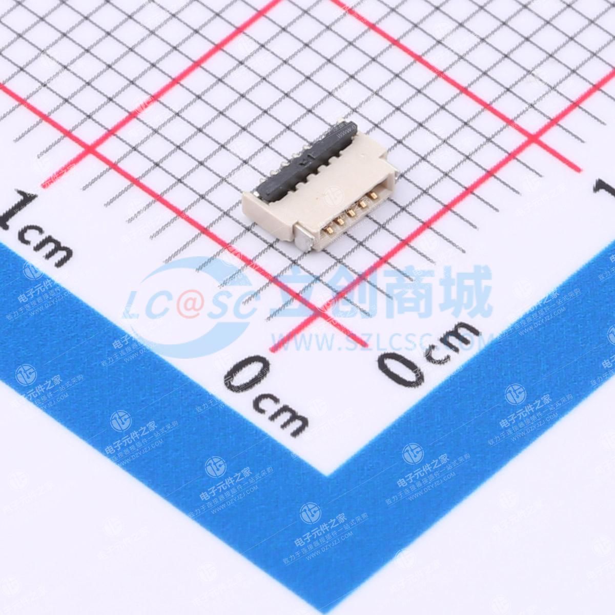 点击查看大图 翻盖式(前插后翻) 双侧触点/上下接 P数:5P 间距:0.5mm