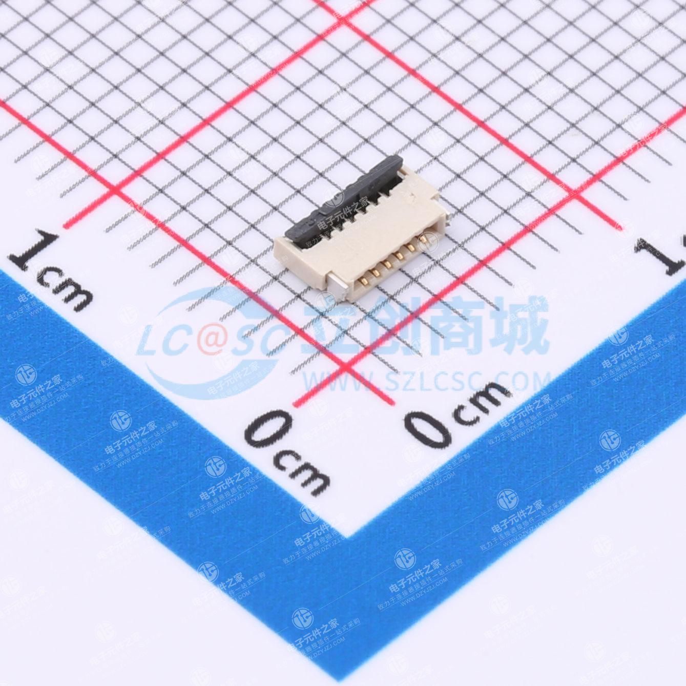 点击查看大图 翻盖式(前插后翻) 双侧触点/上下接 P数:6P 间距:0.5mm