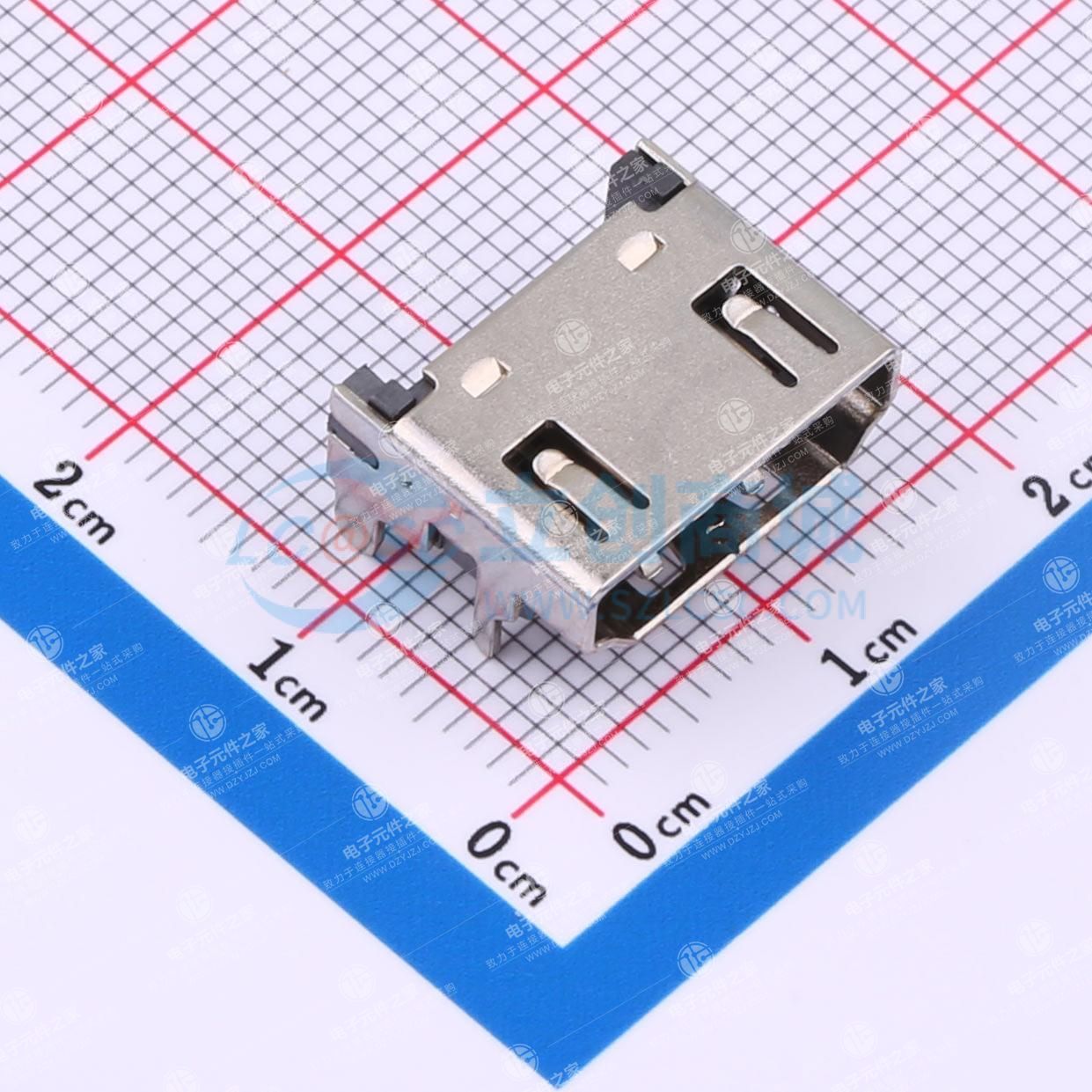 高清座 HDMI座 HDMI 铁无点 19PIN A型前插后贴HDMI插座 铁无点 编带