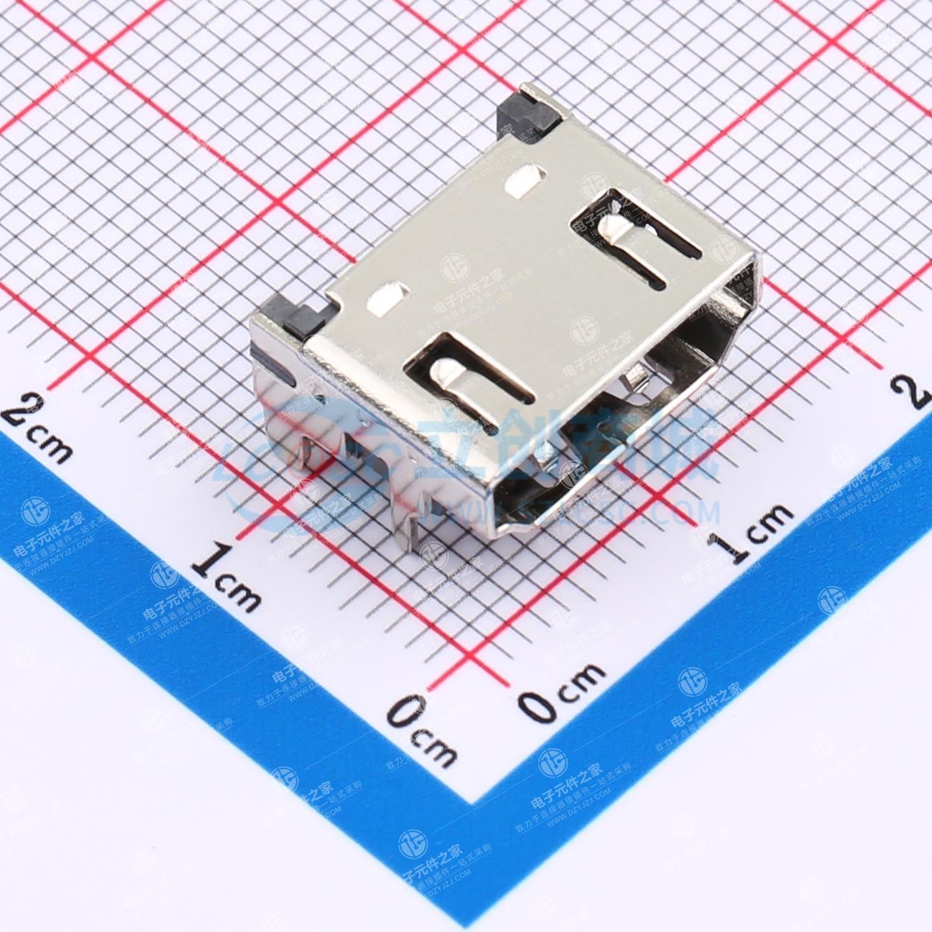 高清座 HDMI座 HDMI 铜无点 19PIN A型前插后贴HDMI插座 铜无点 编带