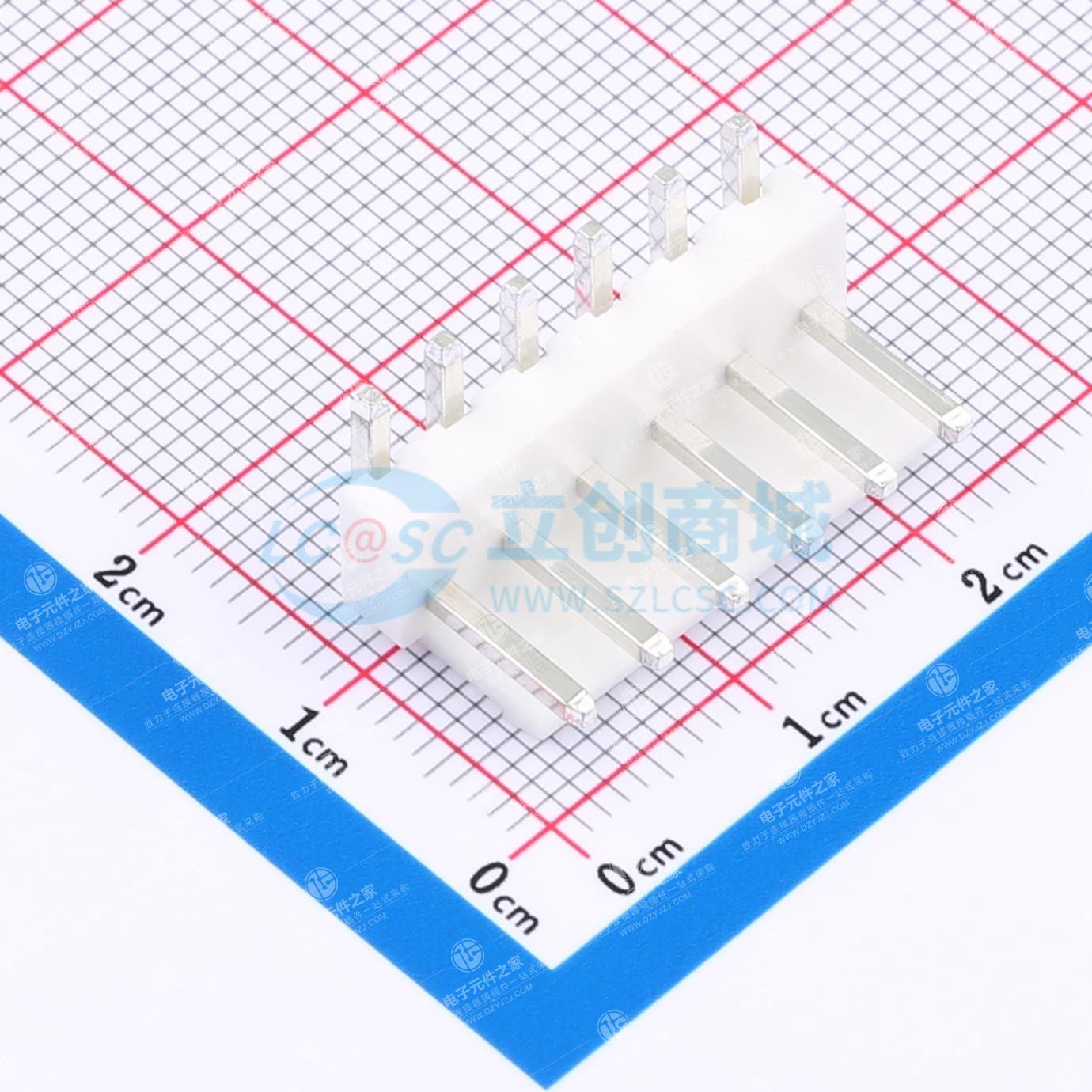 白色 1x6P 间距:3.96mm 弯插 系列:VH 插件铜