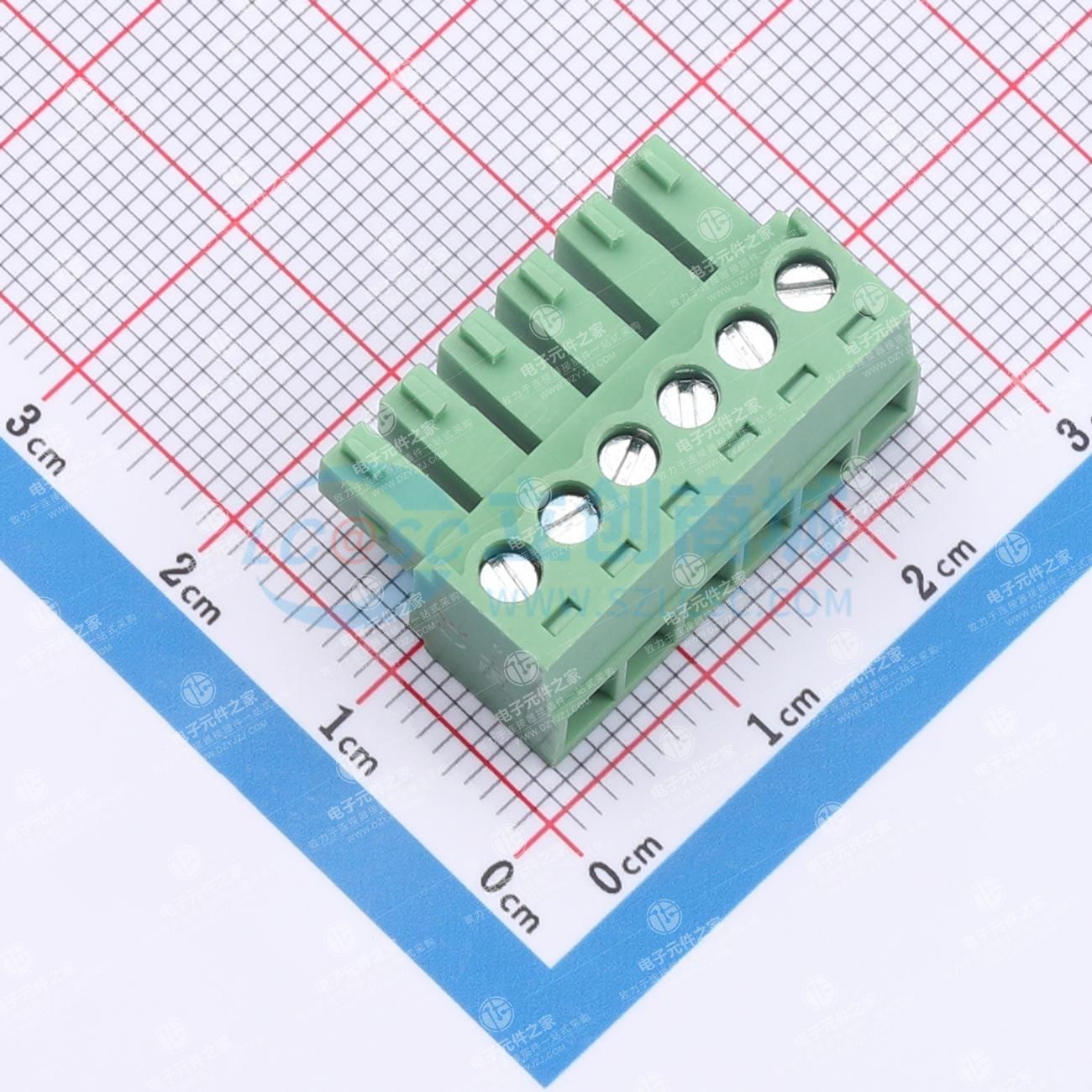 无固定装置 1x6P 3.81mm 排数:1 每排P数:6