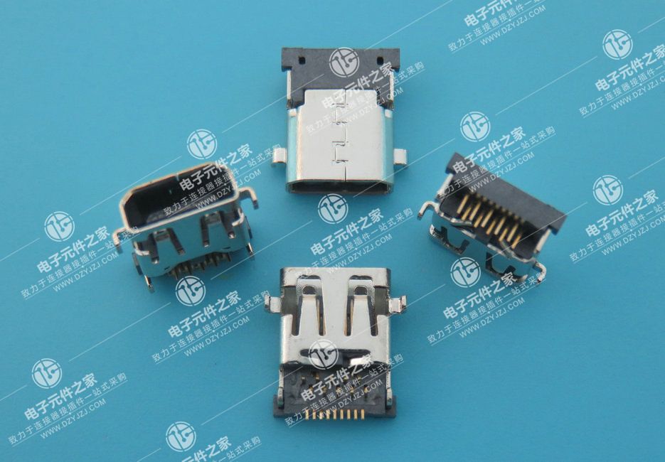 HDMI D TYPE 反向沉板2.0 DIP+SMT