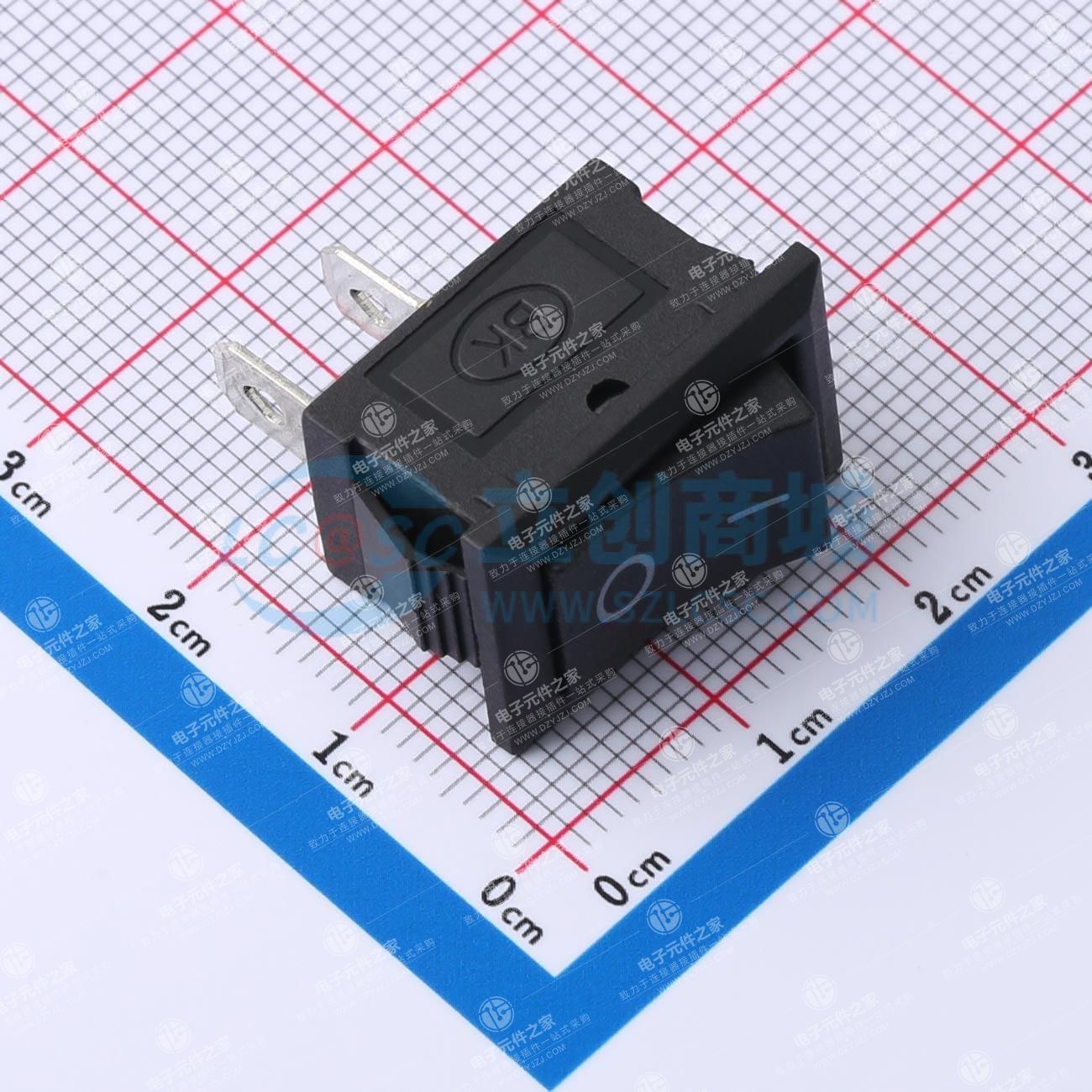 15*21mm 两脚两档跷板开关 斜面 黑