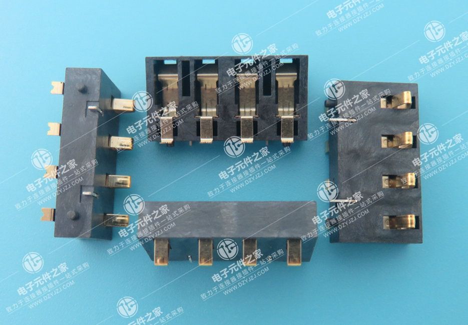 5.0PH 4P 侧压电池座 有柱 固定片插板
