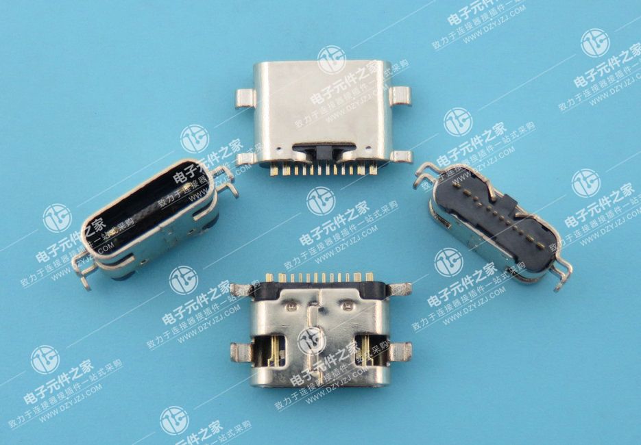 USB TYPE C 母座单排16P SMT沉板1.6 L=6.5