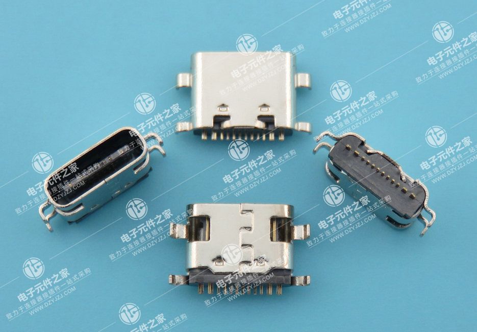 USB TYPE C 母座单排16P SMT沉板1.6 L=6.5
