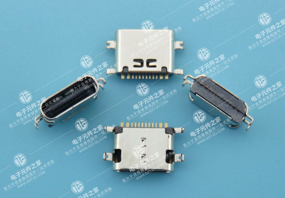 USB TYPE C 母座单排16P SMT沉板1.6 L=6.5