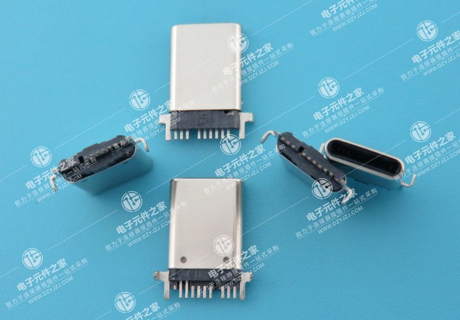 点击查看大图 USB TYPE C 公头9P(8+4P)单排SMT拉伸款有插脚有焊脚
