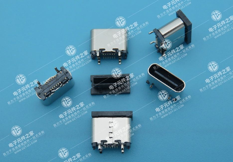 点击查看大图 USB TYPE C 母座16P 立贴6.5H 四脚(脚长0.95)