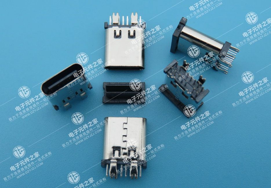 点击查看大图 USB TYPE C 母座14P 180度插板 鱼叉脚 10.0H