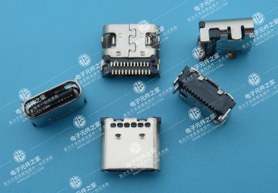 点击查看大图 USB TYPE C 母座24P 板上双贴 L=7.9 有柱