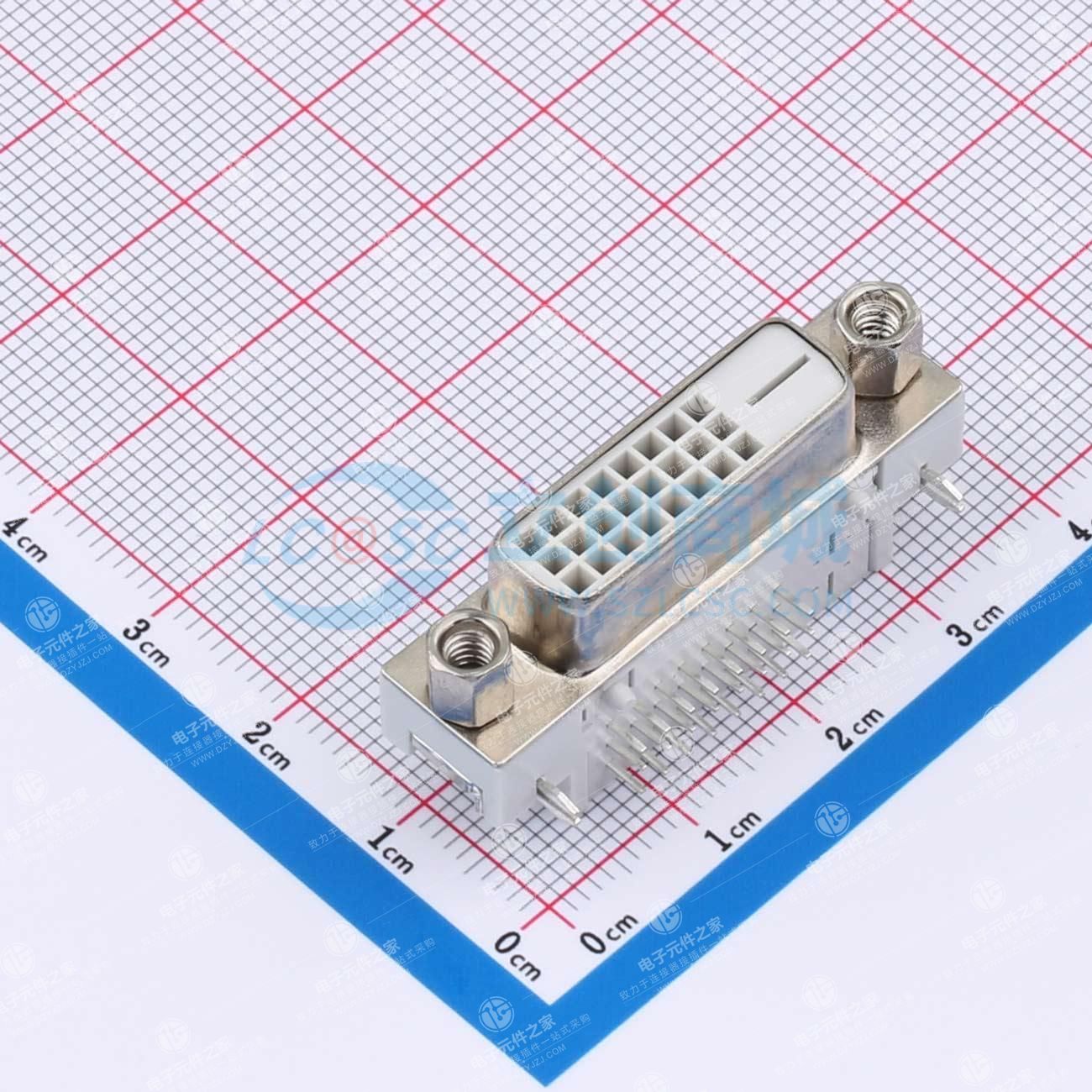 DVI 24P+1 90度 插板 带螺丝 白胶