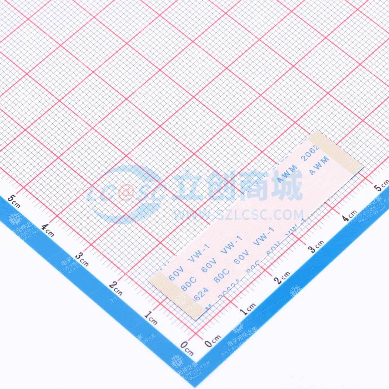 间距:0.5mm 插入厚度:0.3mm 总PIN数:26P 触点:同向 总长度:50mm 描述:金手指3mm 加强板4mm 镀金