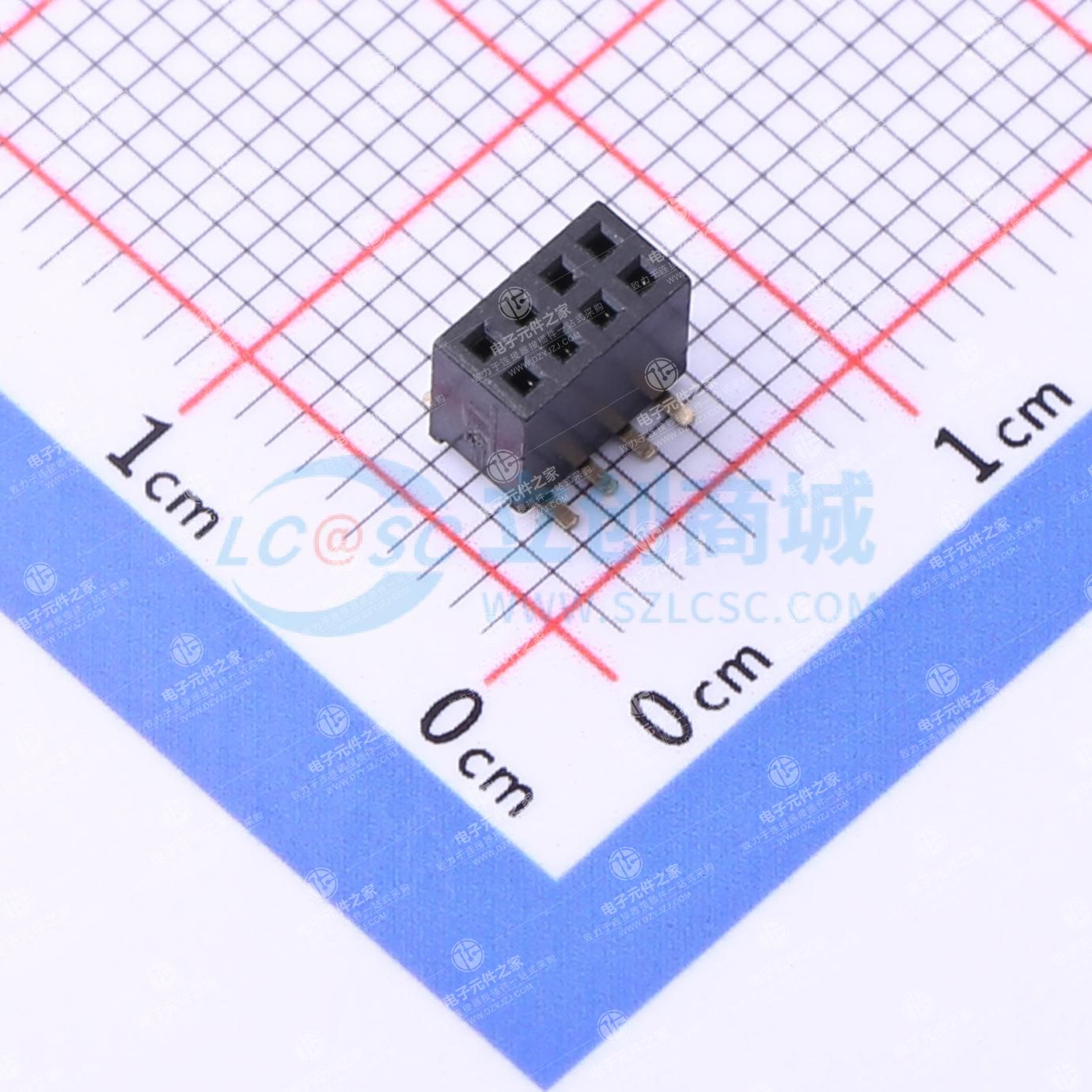 间距:1.27mm 2x4P 立贴