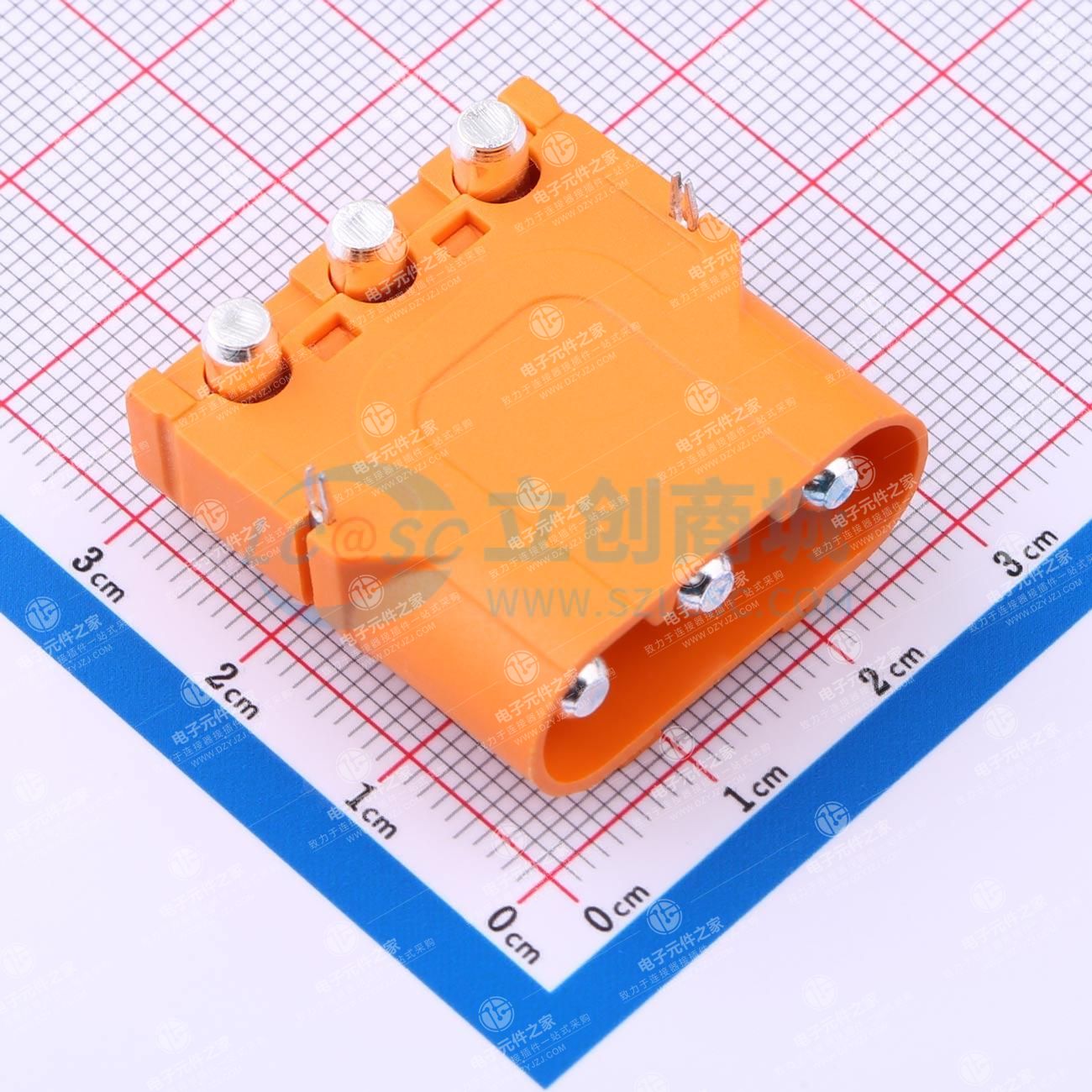AMASS(艾迈斯)采用紫铜镀银导体 防震脱 大电流连接器 内接插头 PCB 3PIN 板卧式 公头LCC40PW-M