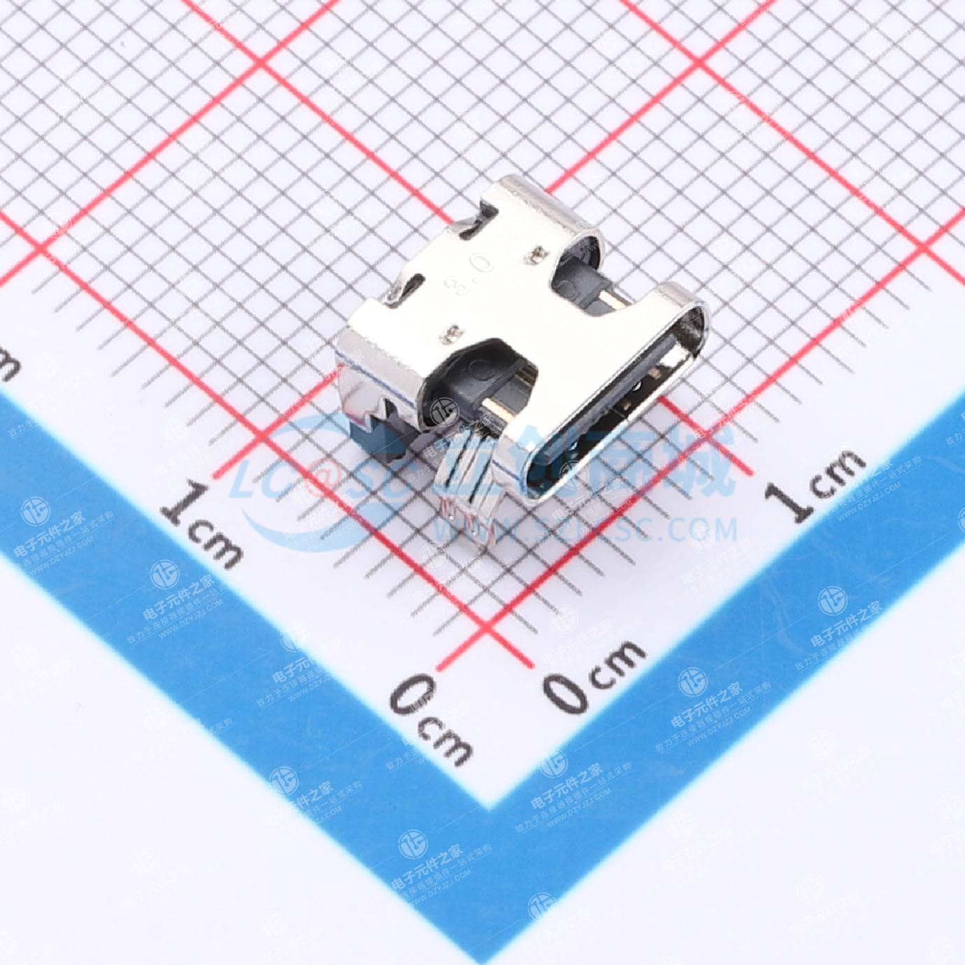 USB连接器 TYPE C 16P 单壳垫高3.0中心高4.58接触区域镀金0.5u焊脚镀镍