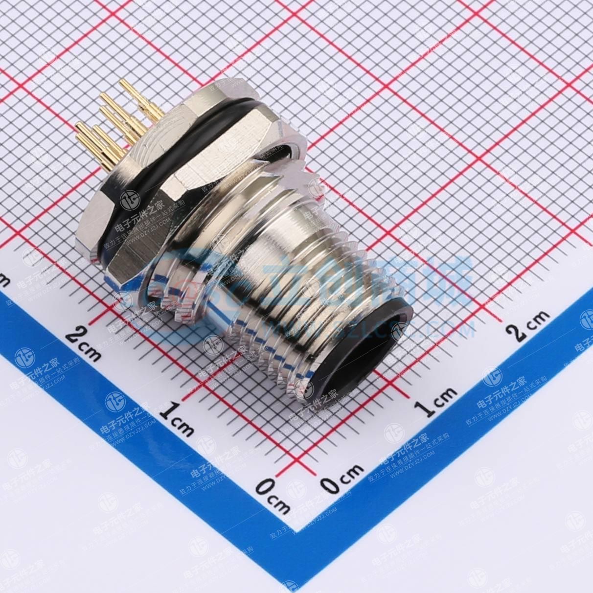 M12板后安装针型插座PCB式接地