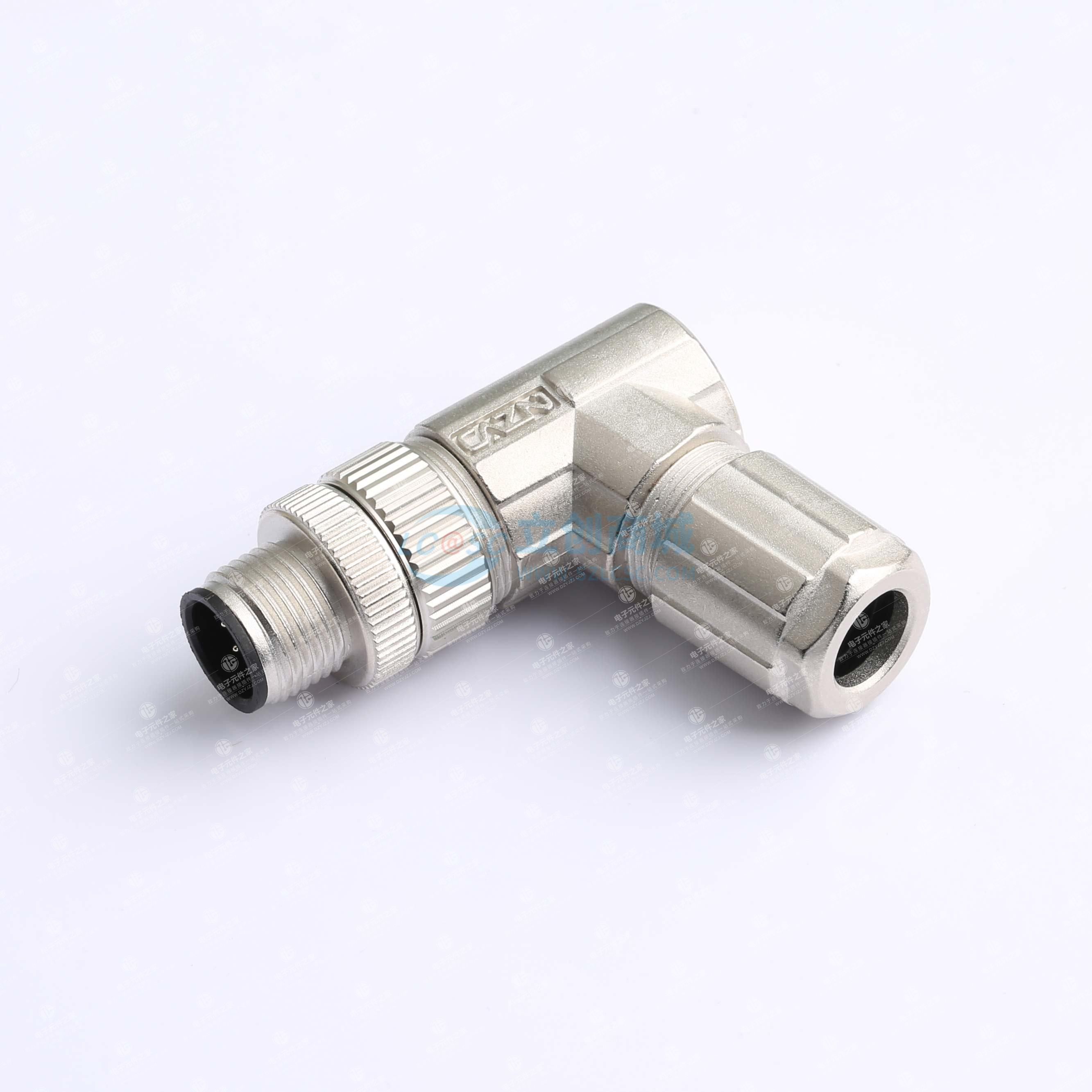 CAZN正成防水连接器M12弯式针型金属组装航空插头8芯A编码焊线式PG9出线孔