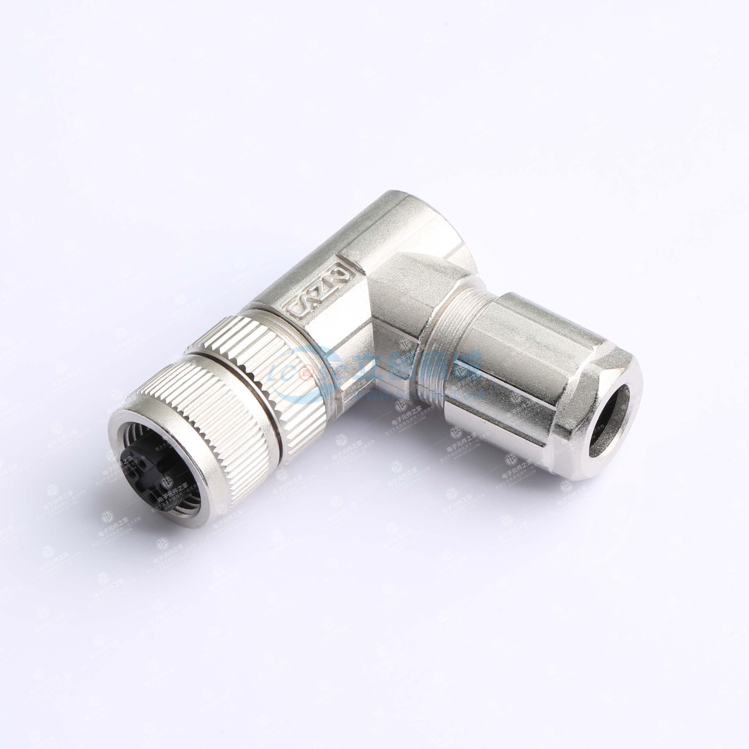 CAZN正成防水连接器M12弯式孔型金属组装航空插头4芯A编码焊线式PG9出线孔