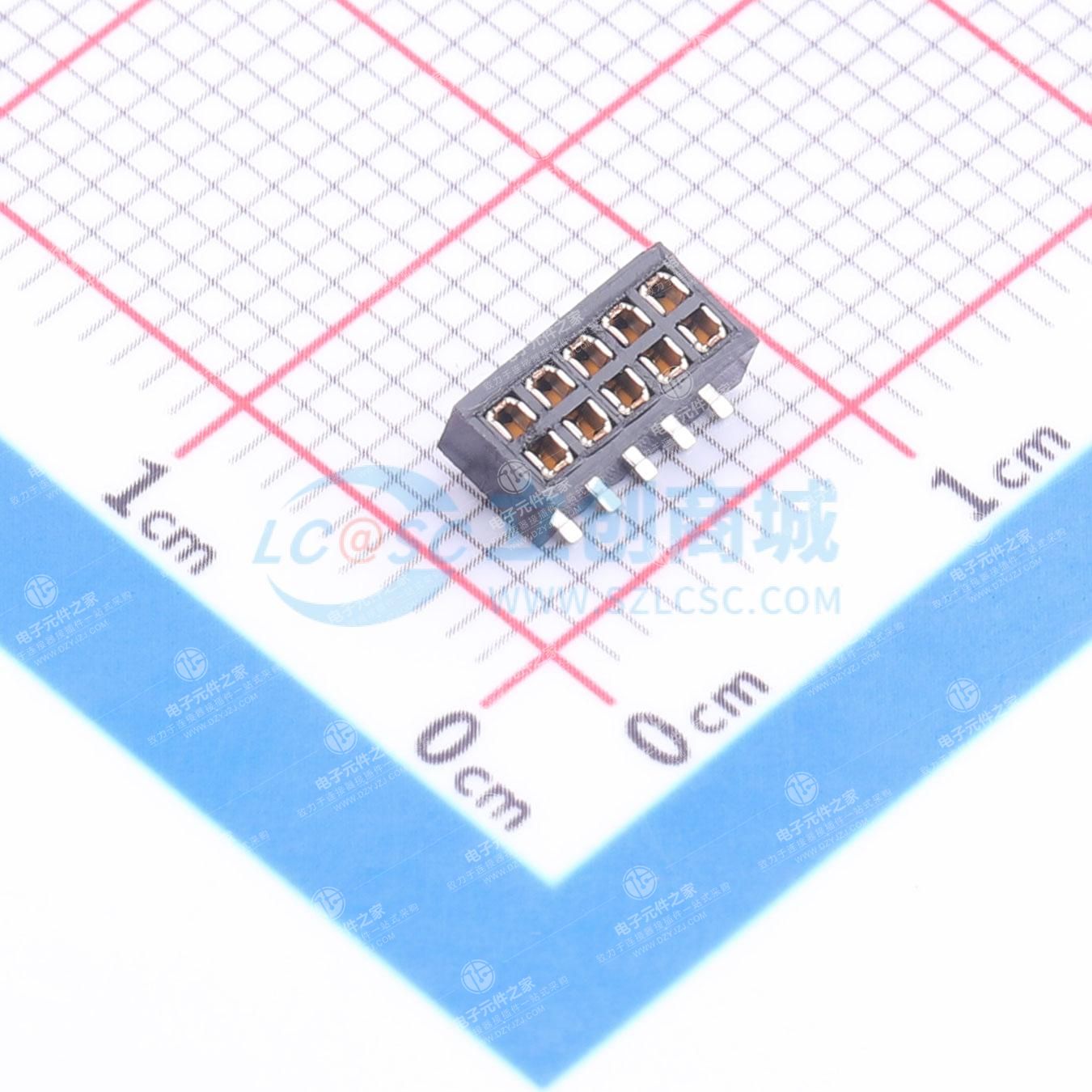 2x5P 间距:1.27mm 立贴