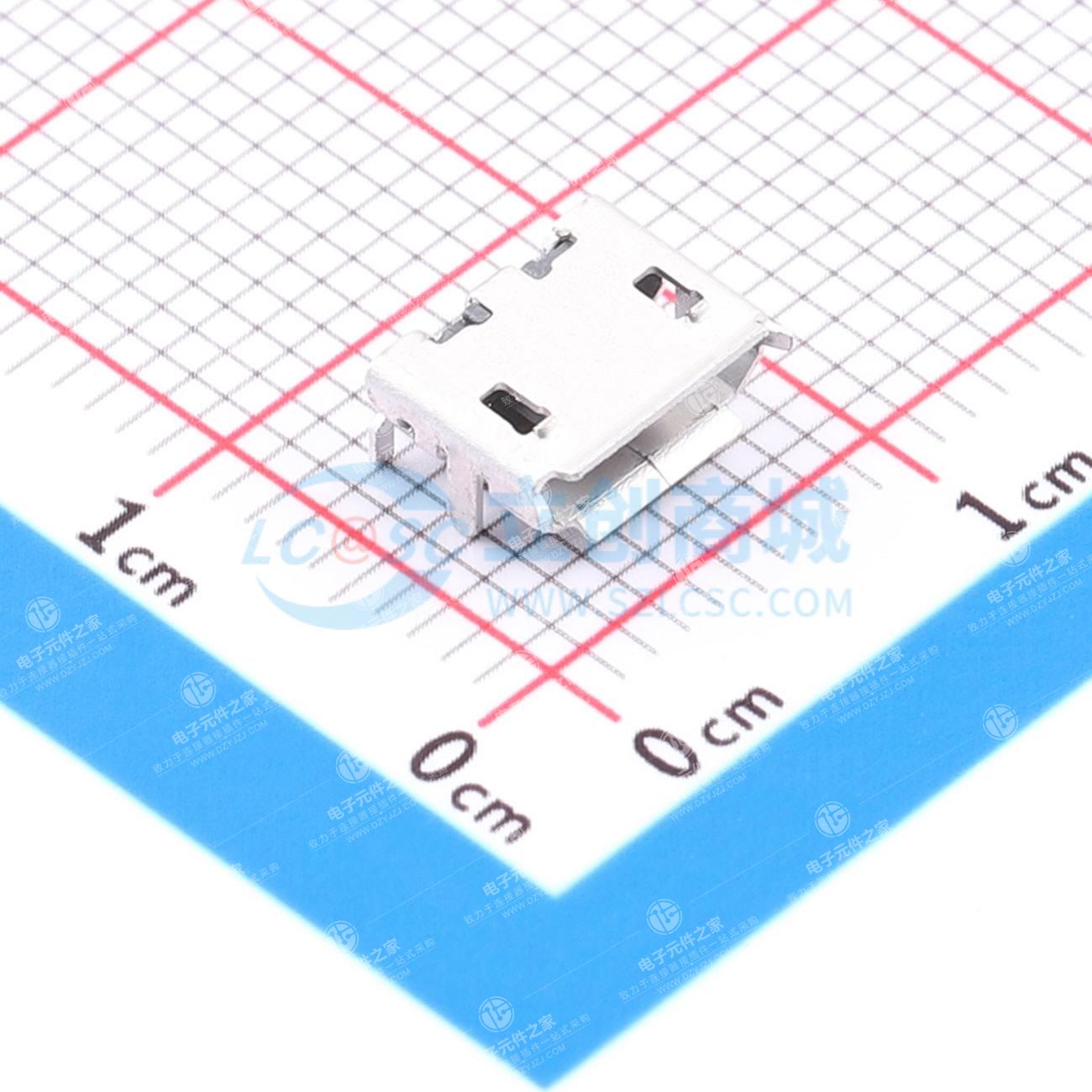 GND-DIP MICRO USB 尺寸小型MICRO 带定位柱 牛角型 贴片卧式