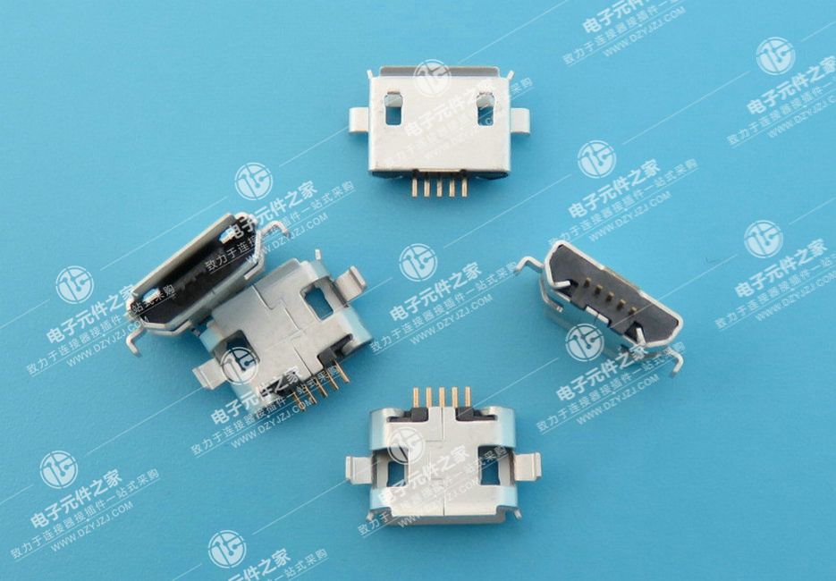 MICRO USB 5P 两脚DIP 沉板1.0有边