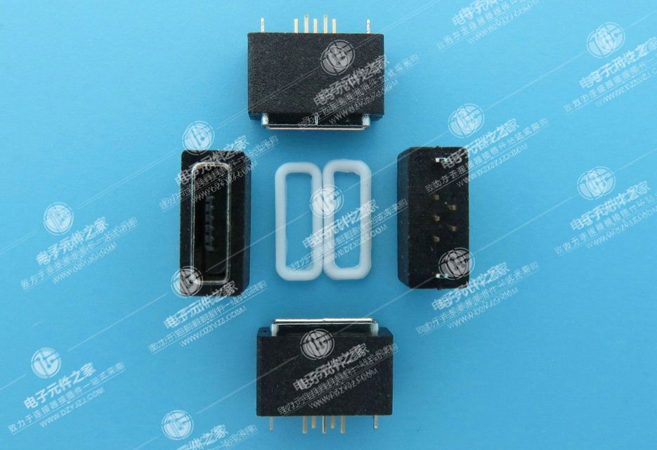 MICRO USB 5P AB口 带防水胶圈180°DIP