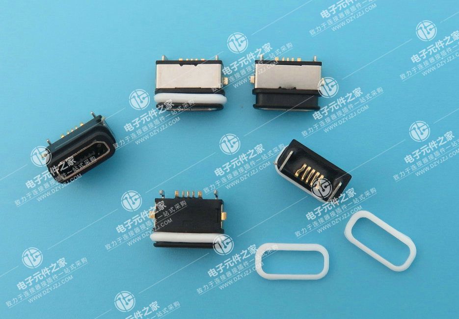 MICRO USB 5P B口 带防水胶圈 前贴后插