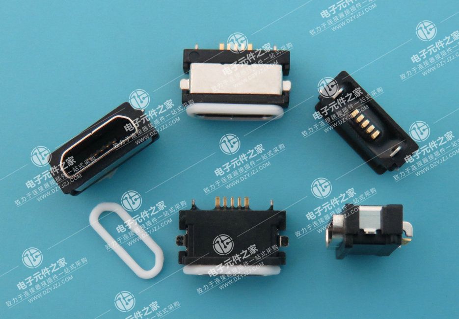 MICRO USB 5P B口 带防水胶圈 沉板0.8 全贴片