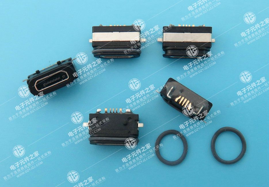 MICRO USB 5P B口 带防水胶圈 SMT